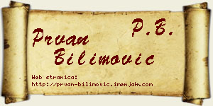 Prvan Bilimović vizit kartica